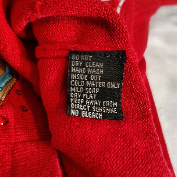 Vtg Berek 2 Sweater Cardigan Red Embellished Purse Shoes Sequins Artsy Size XL - Picture 12 of 13
